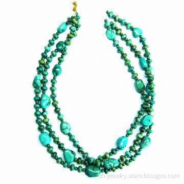 Turquoise Cross Bead Necklace, Natural Turquoise Necklace